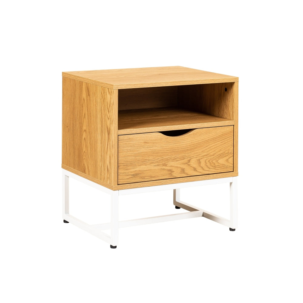 Seashore Open Shelf Bedside Nightstand Side Table W/ 1 - Drawer - Oak Fast shipping On sale