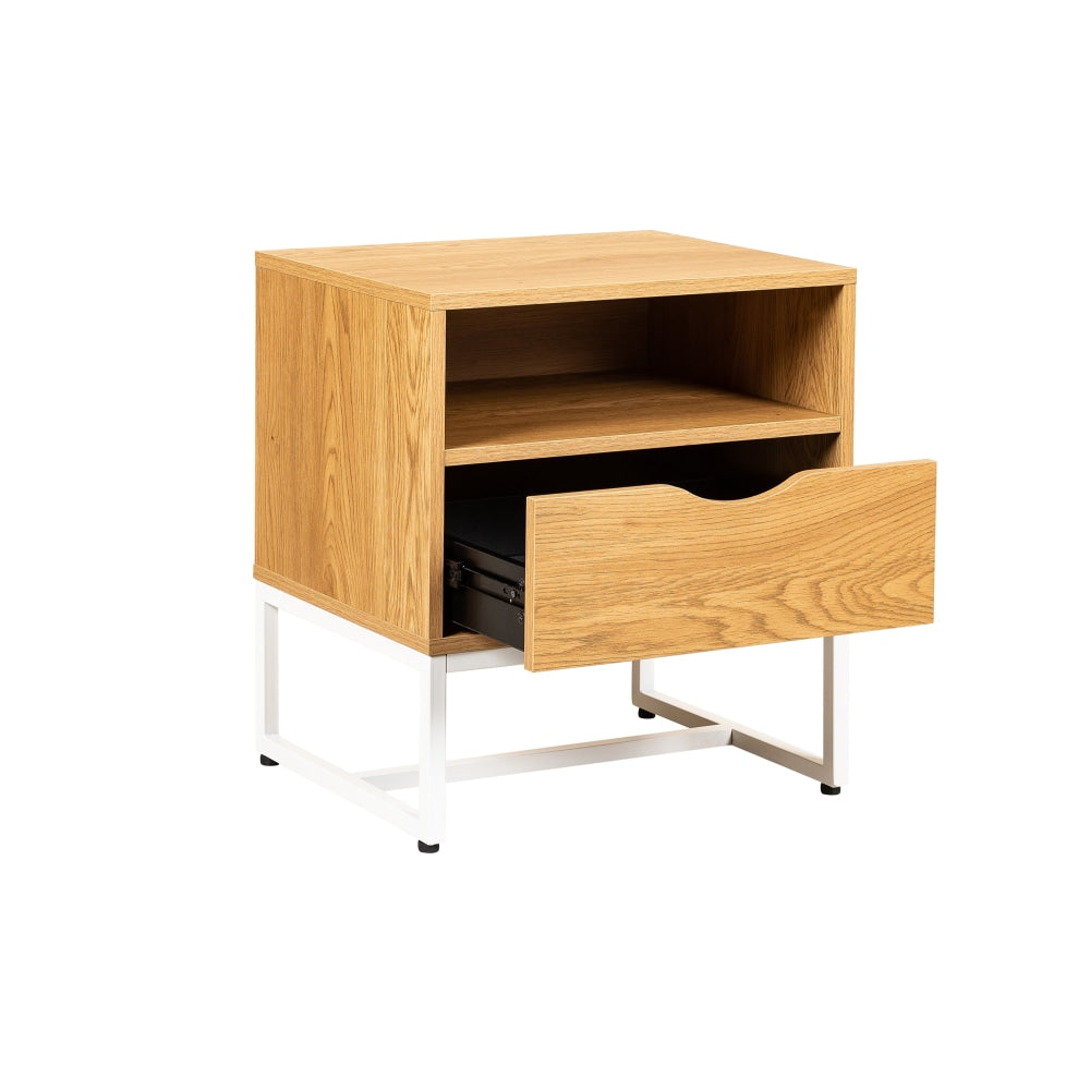 Seashore Open Shelf Bedside Nightstand Side Table W/ 1-Drawer - Oak Fast shipping On sale