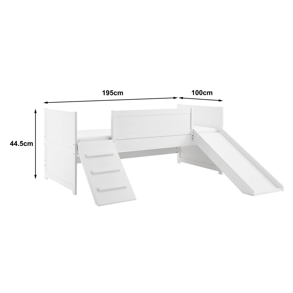 Seattle Kids Childen Bed Frame W/ Slide Single Size - White Fast shipping On sale