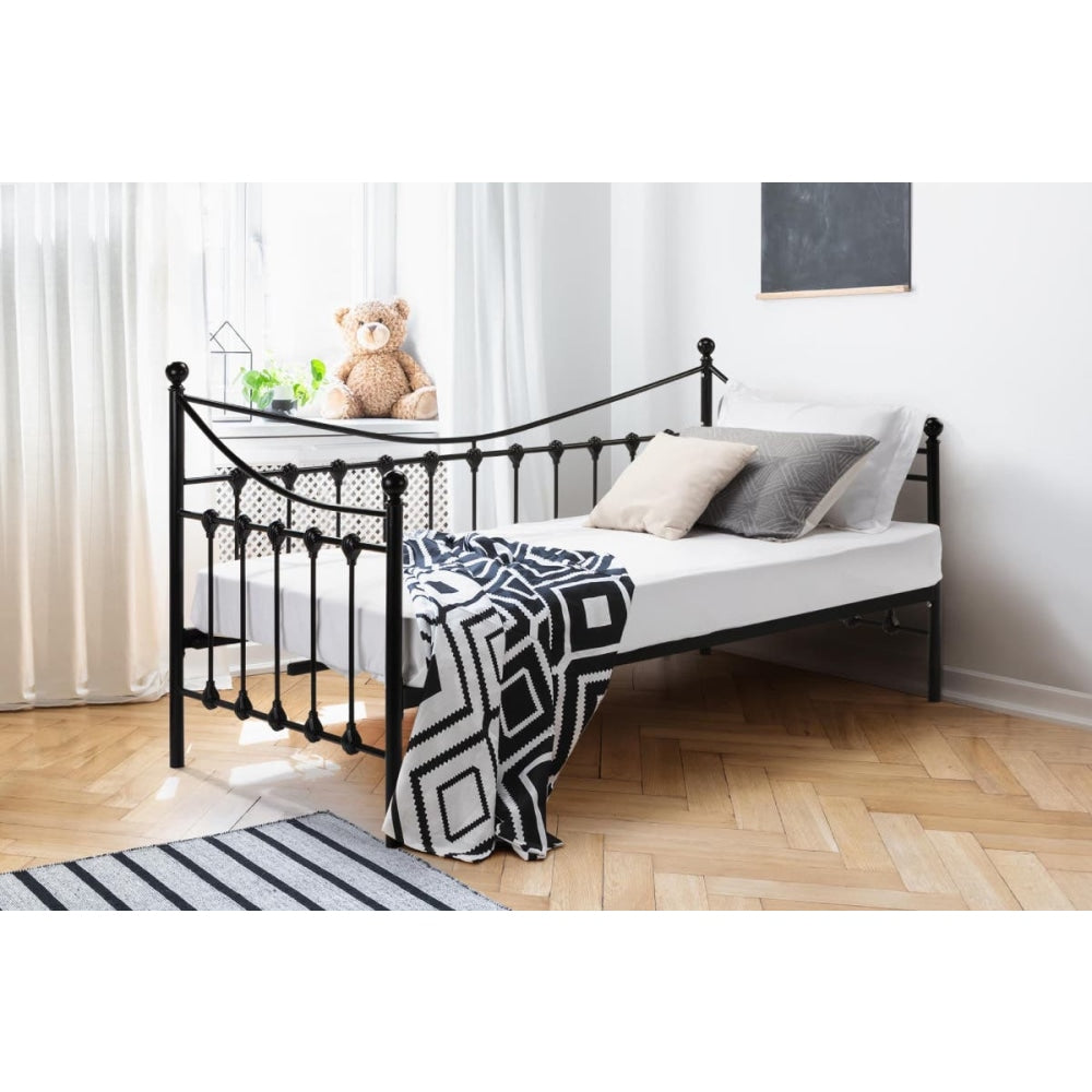 Seattle Metal Bed Frame Day Single Size - Black / Shangri-La Fast shipping On sale