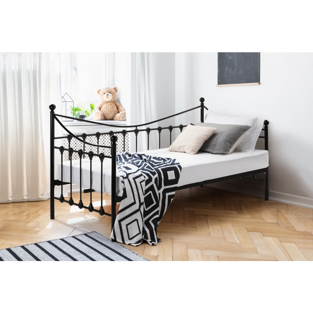 Seattle Metal Bed Frame Day Single Size - Black / Shangri-La Fast shipping On sale