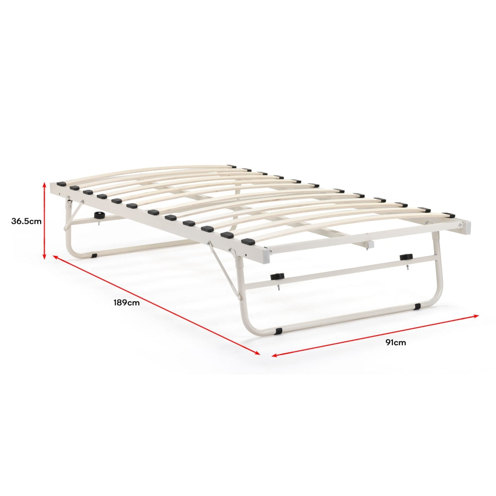 Seattle Metal Bed Frame Pull-Out Trundle Single Size - White Fast shipping On sale