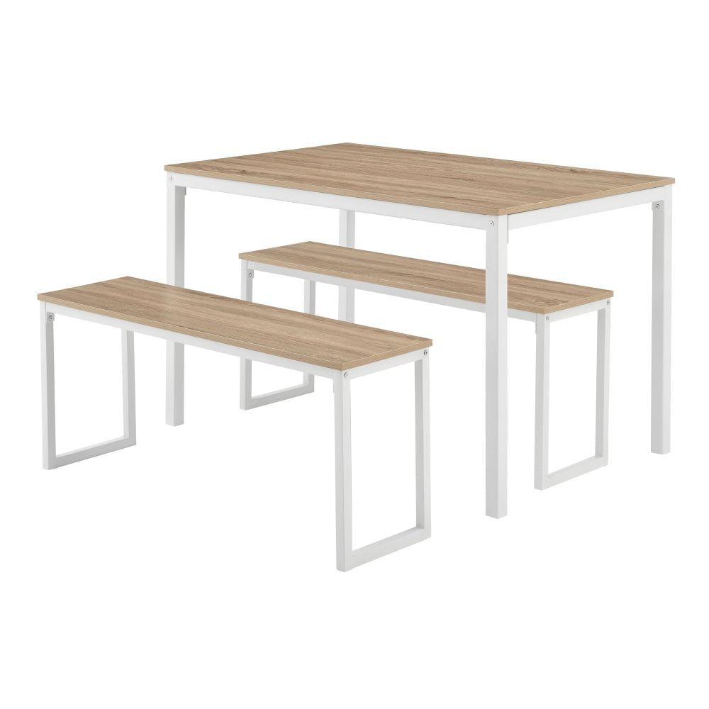 Sebastian 3Pcs Dining Set Rectangular Table 120cm & 2Pc Bench Seat - Oak/White White Fast shipping On sale