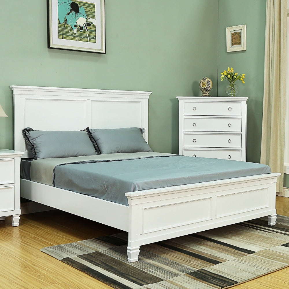 Seina Hampton Classic Solid Wooden Bed Frame King Size - White Fast shipping On sale