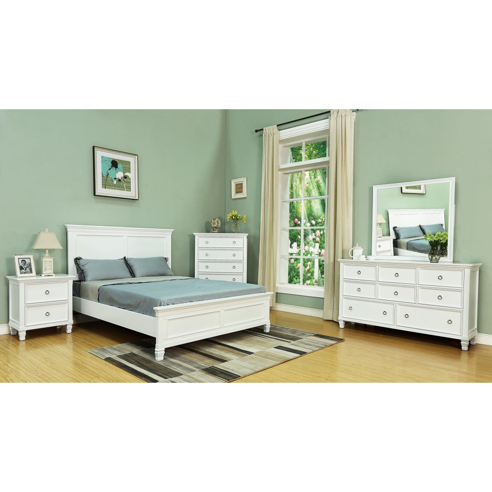 Seina Hampton Classic Solid Wooden Bed Frame King Size - White Fast shipping On sale