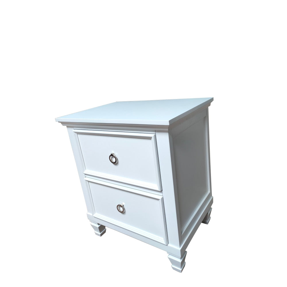 Seina Hampton Classic Solid Wooden Bedside Nightstand Side Table W/ 2-Drawers - White Fast shipping On sale