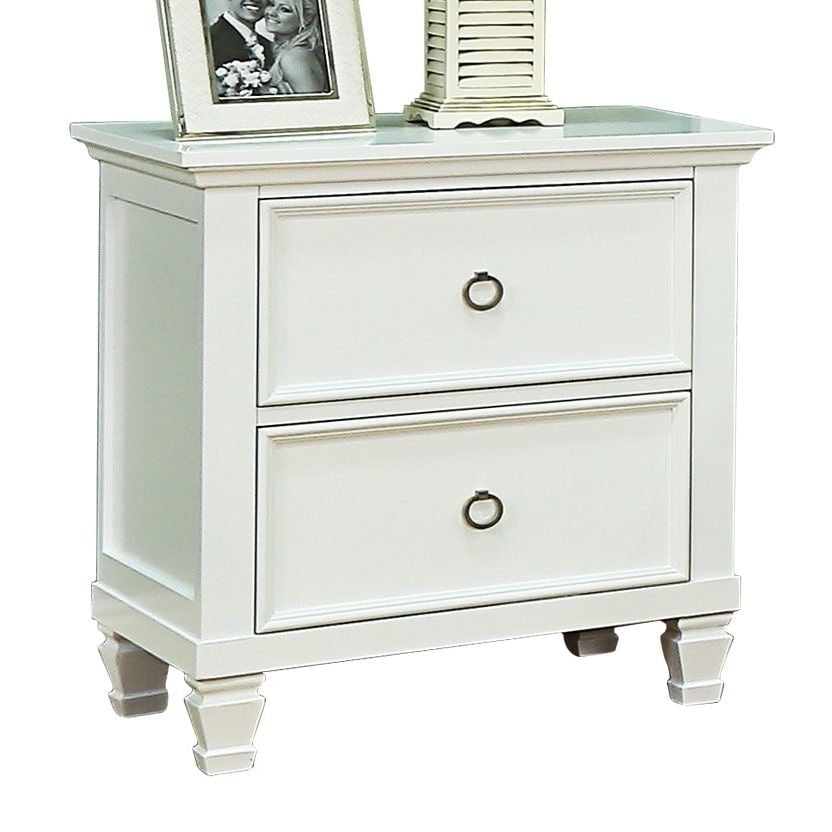 Seina Hampton Classic Solid Wooden Bedside Nightstand Side Table W/ 2-Drawers - White Fast shipping On sale