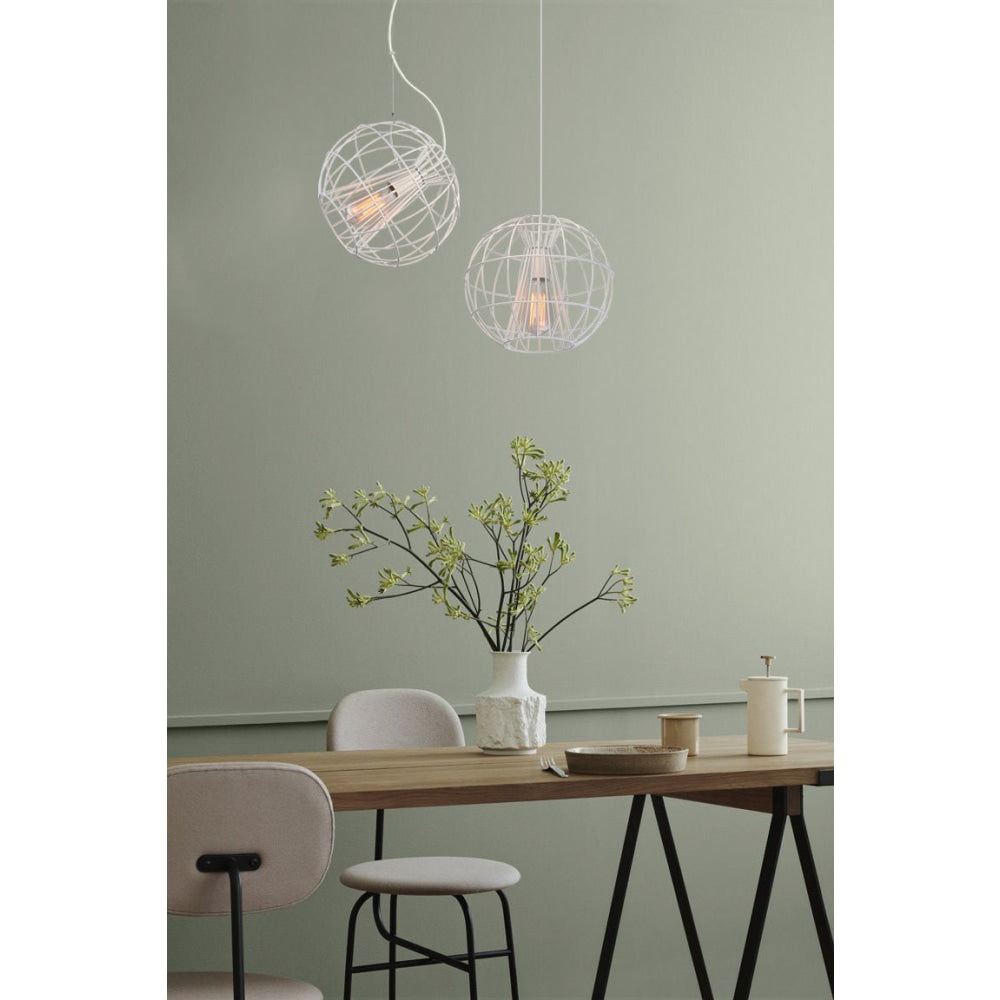 SENTINAL Pendant Lamp Light Interior ES Matte White Round Cage OD280mm Fast shipping On sale