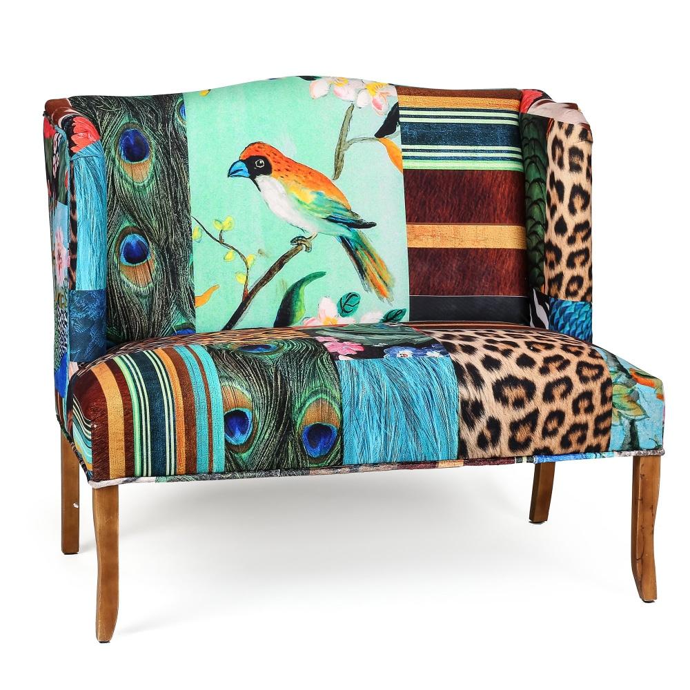 Serenity Bird Fabric Vevet 2-Seater Sofa LoveSeat Fast shipping On sale