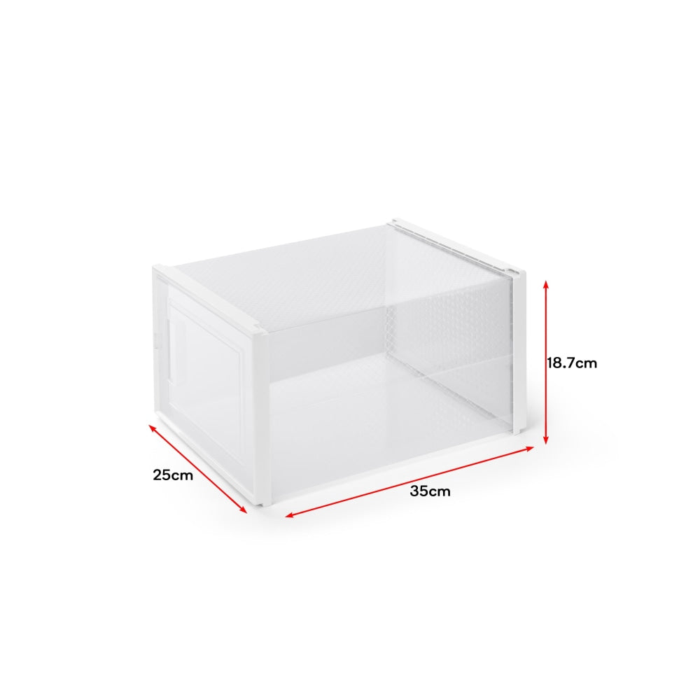 Set of 12 Click Shoe Storage Organisers Cabinet Box Medium - Clear/White / Fast shipping On sale