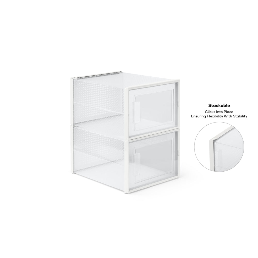 Set of 12 Click Shoe Storage Organisers Cabinet Box Medium - Clear/White / Fast shipping On sale