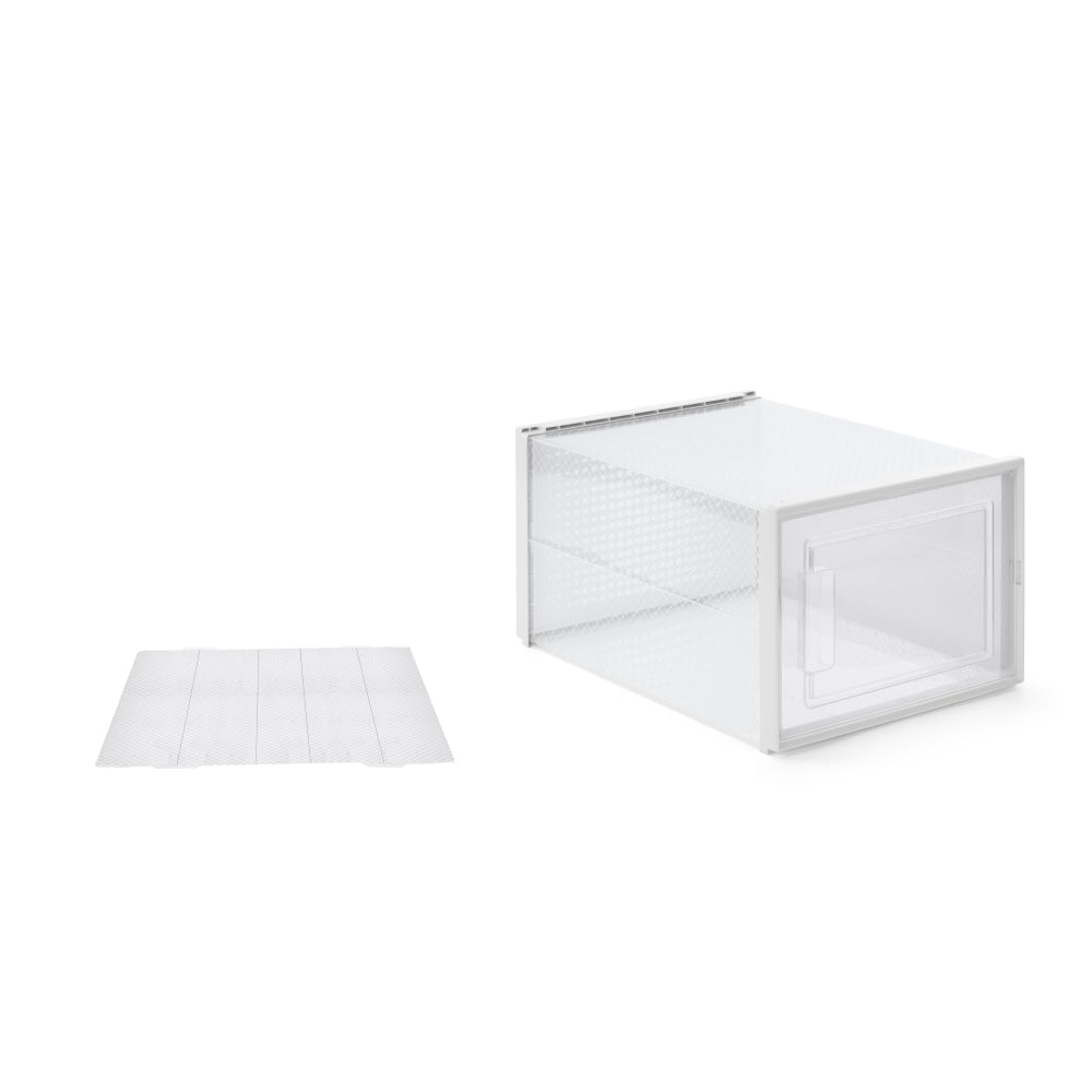 Set of 12 Click Shoe Storage Organisers Cabinet Box Medium - Clear/White Fast shipping On sale