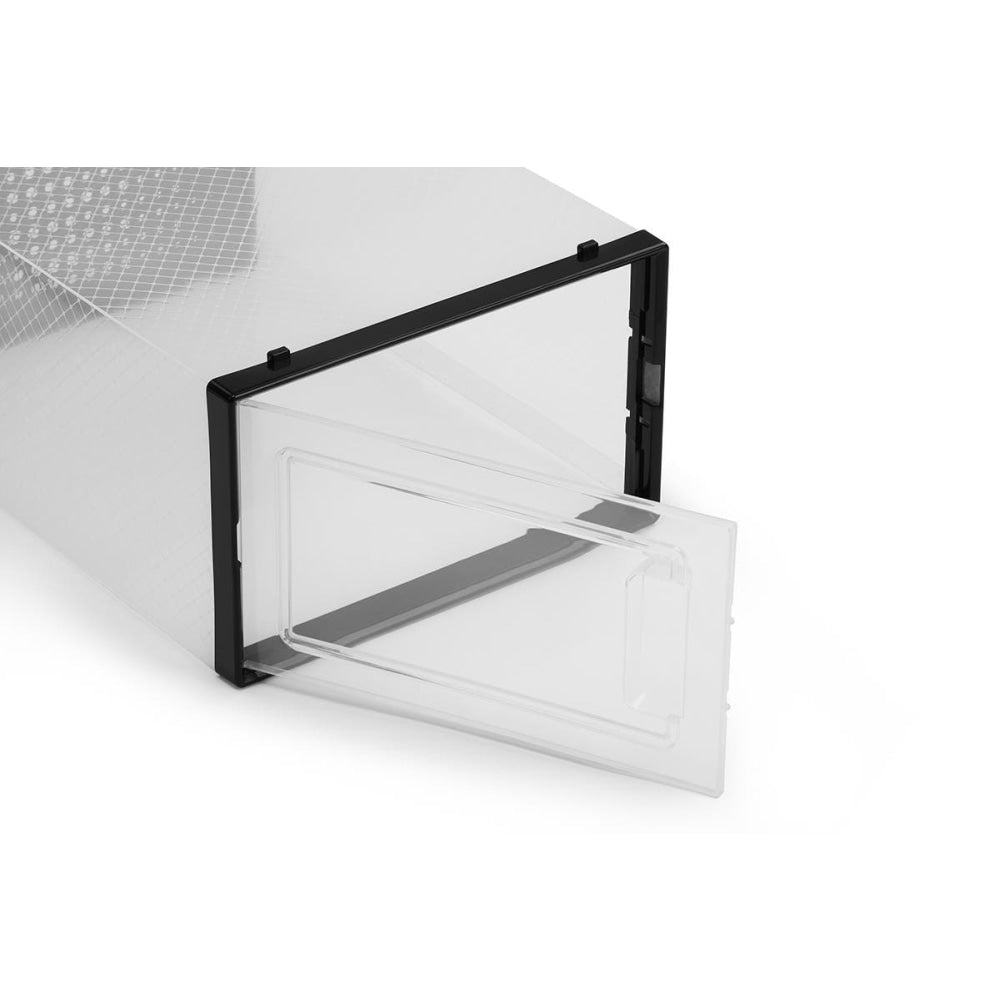 Set of 12 Click Shoe Storage Organisers Cabinet Box Small - Clear/Black / Fast shipping On sale