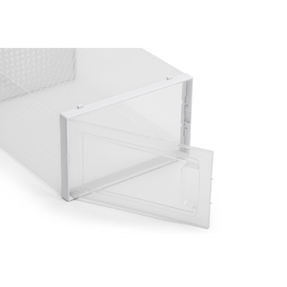 Set of 12 Click Shoe Storage Organisers Cabinet Box Small - Clear/White / Fast shipping On sale