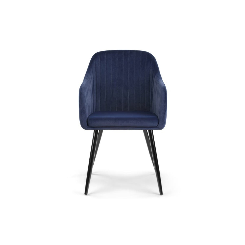 Set of 2 Alivia Velvet Fabric Kitchen Dining Armchair Chairs - Navy Chair Fast shipping On sale