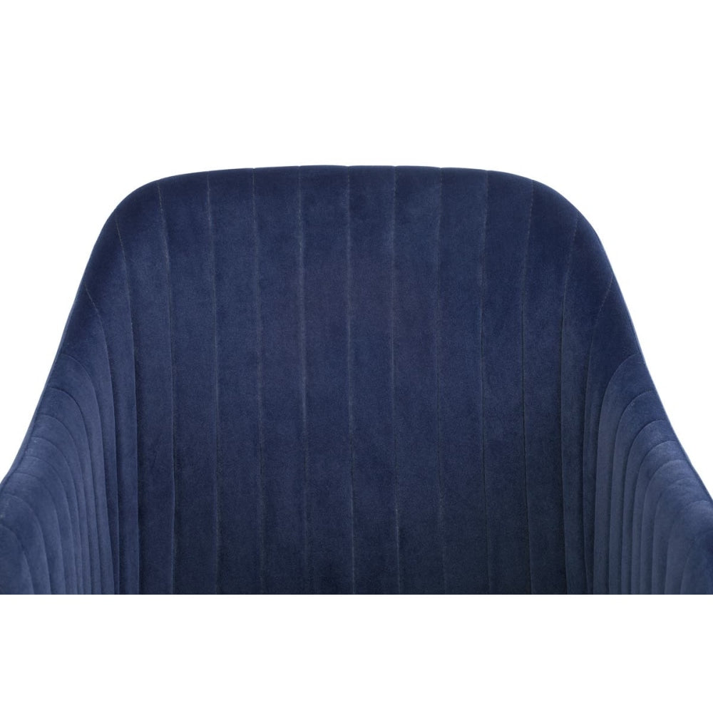 Set of 2 Alivia Velvet Fabric Kitchen Dining Armchair Chairs - Navy Chair Fast shipping On sale
