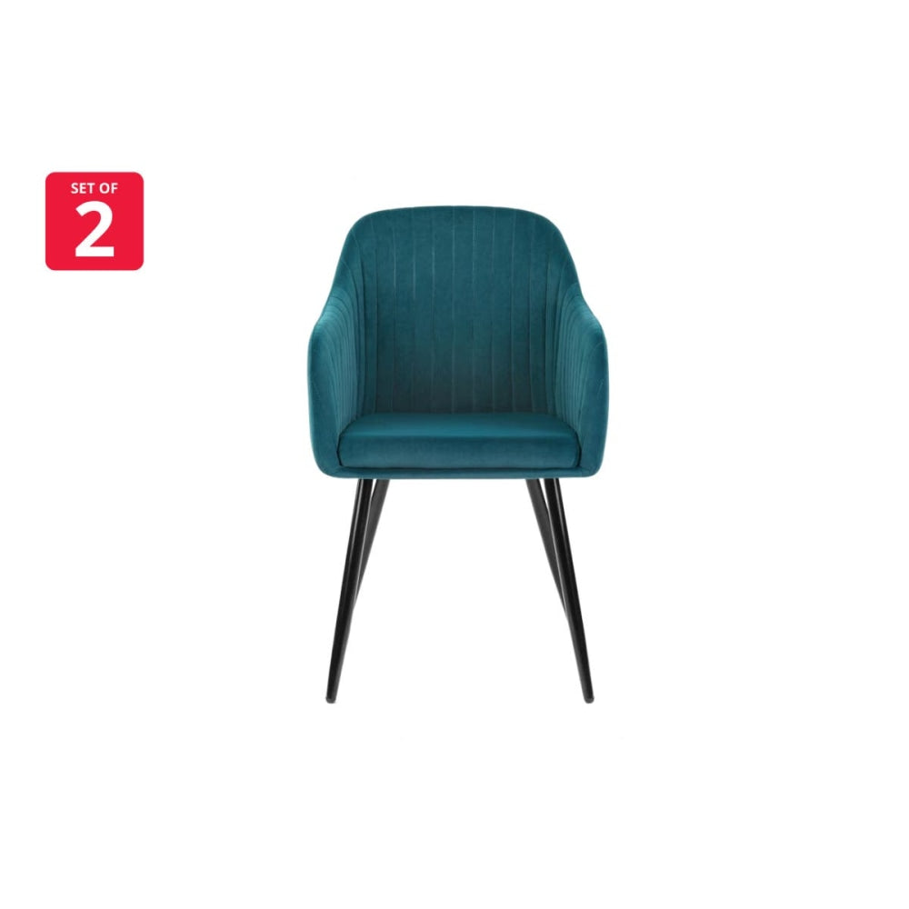 Set of 2 Alivia Velvet Fabric Kitchen Dining Armchair Chairs - Teal Chair Fast shipping On sale