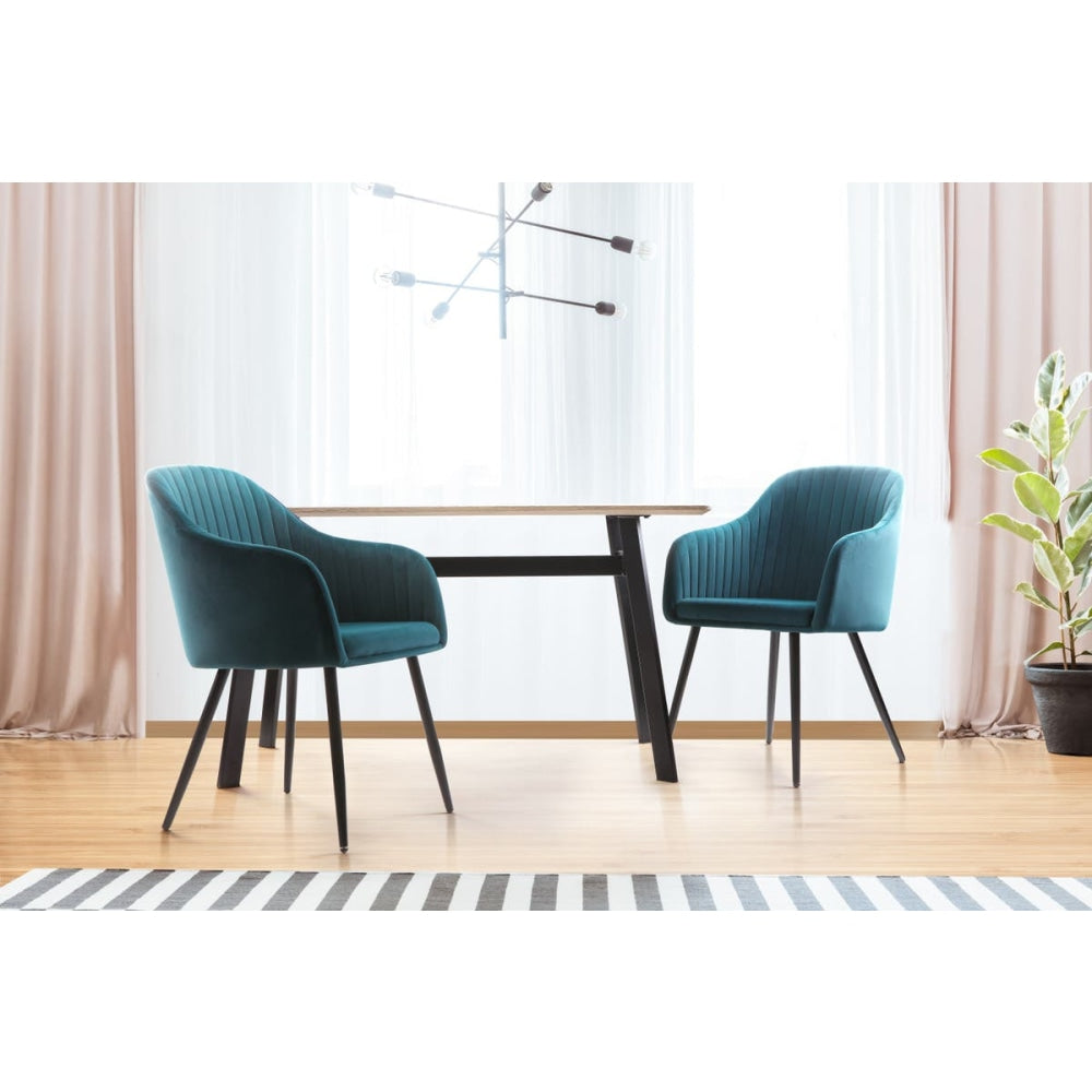 Set of 2 Alivia Velvet Fabric Kitchen Dining Armchair Chairs - Teal Chair Fast shipping On sale