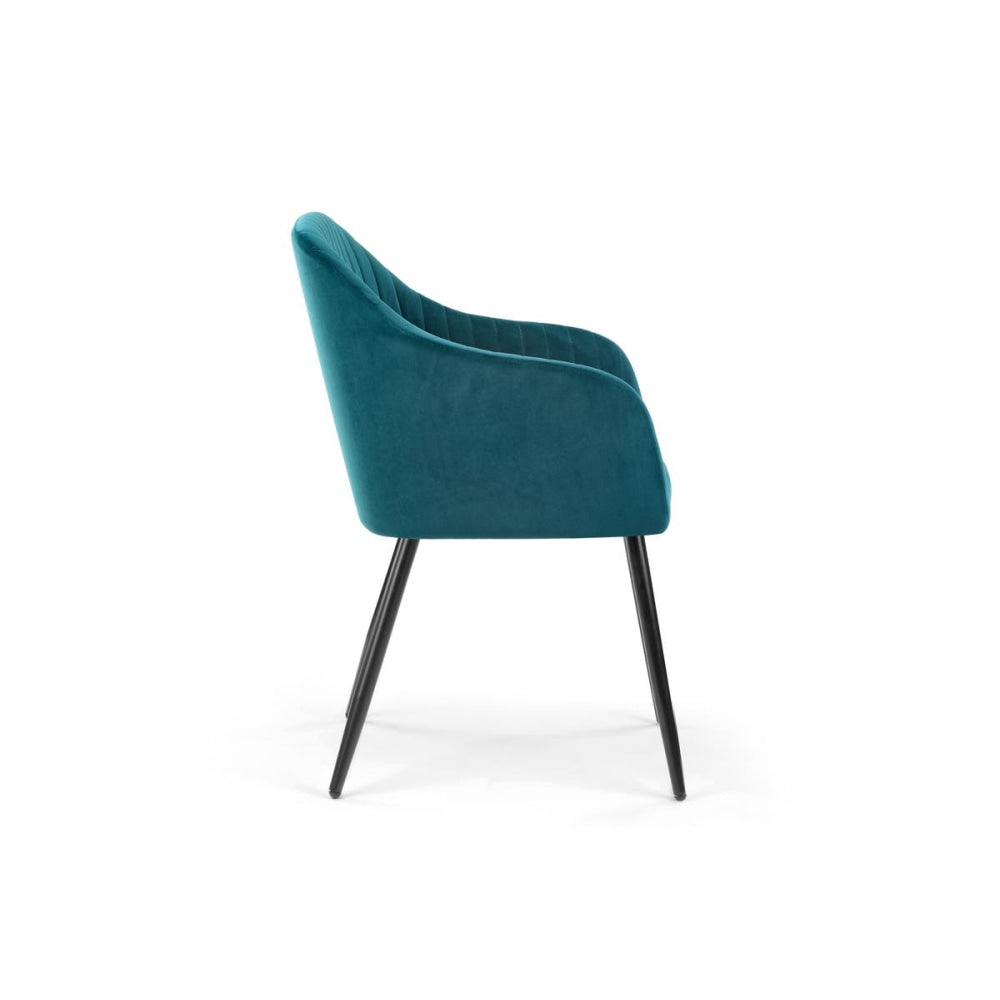 Set of 2 Alivia Velvet Fabric Kitchen Dining Armchair Chairs - Teal Chair Fast shipping On sale