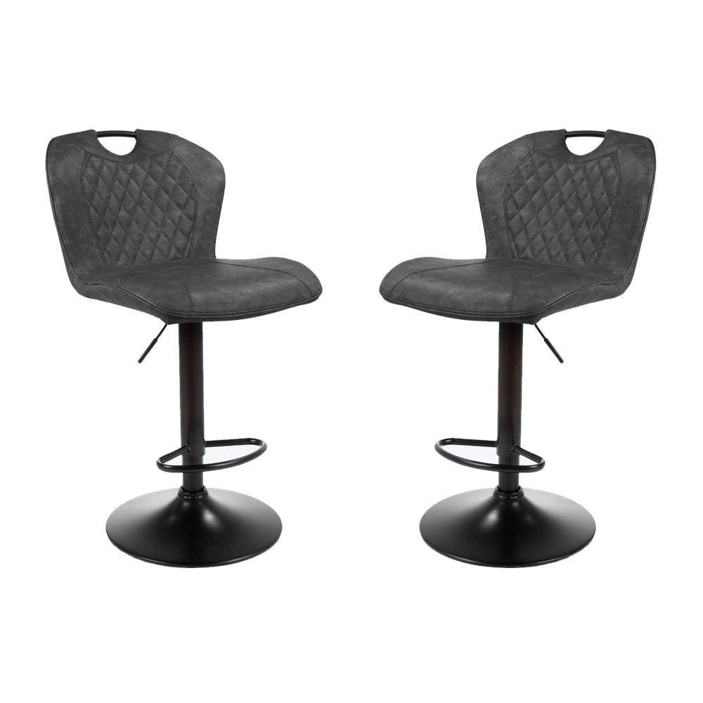 Set of 2 Alpha Fabric Kitcen Counter Bar Stool Gas Lift - Black Fast shipping On sale