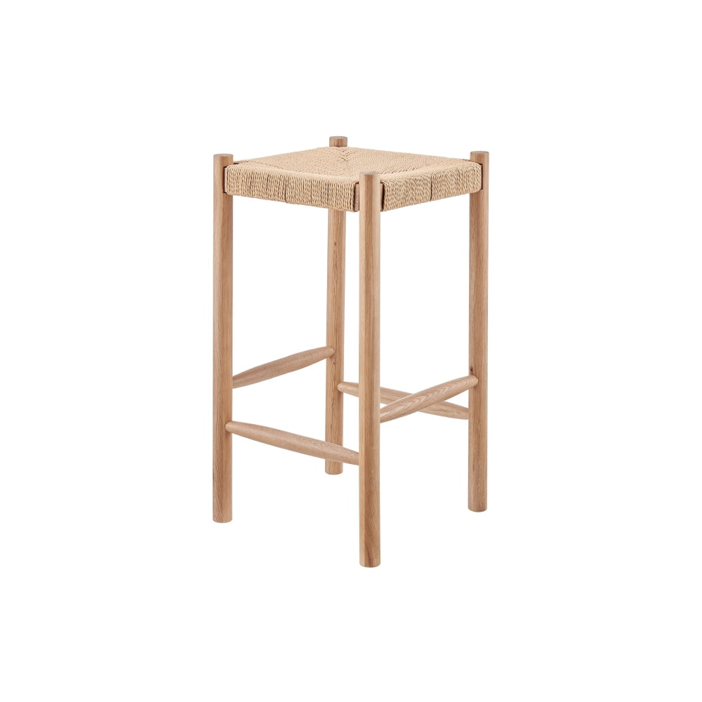 Set of 2 Amber Wooden Kitchen Counter Bar Stool Rattan Seat - Oak/Natural Oak Fast shipping On sale