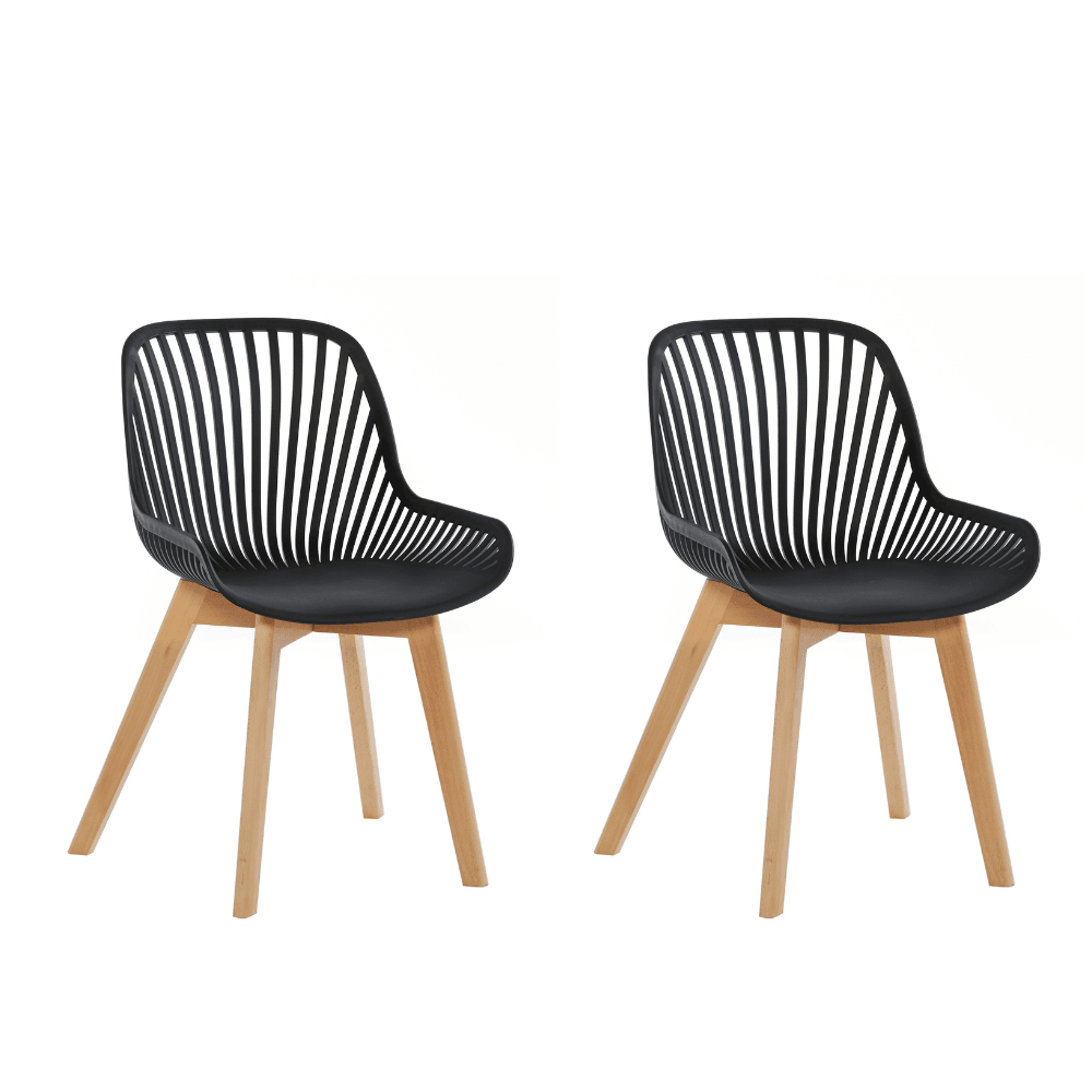 Set Of 2 Amira Kitchen Dining Chairs - Black/Oak Chair Fast shipping On sale