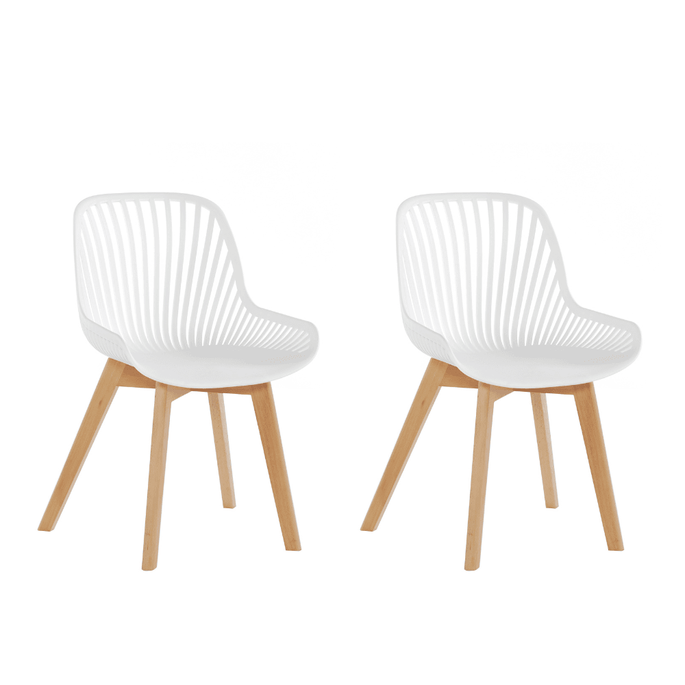 Set Of 2 Amira Kitchen Dining Chairs - White/Oak Chair Fast shipping On sale