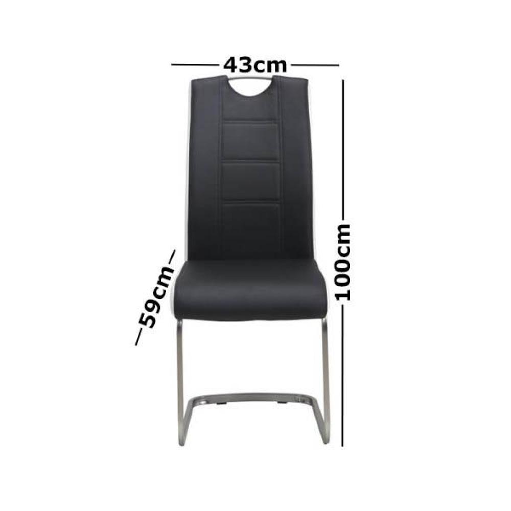 Set of 2 Argus Faux Leather Dining Chair - Brushed Metal Legs Black & White Fast shipping On sale