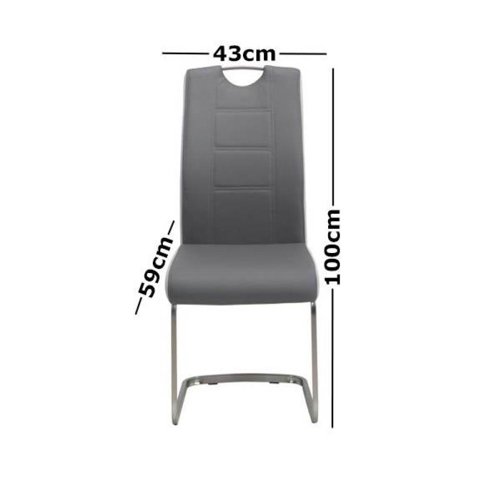 Set of 2 Argus Faux Leather Dining Chair - Brushed Metal Legs - Grey Fast shipping On sale