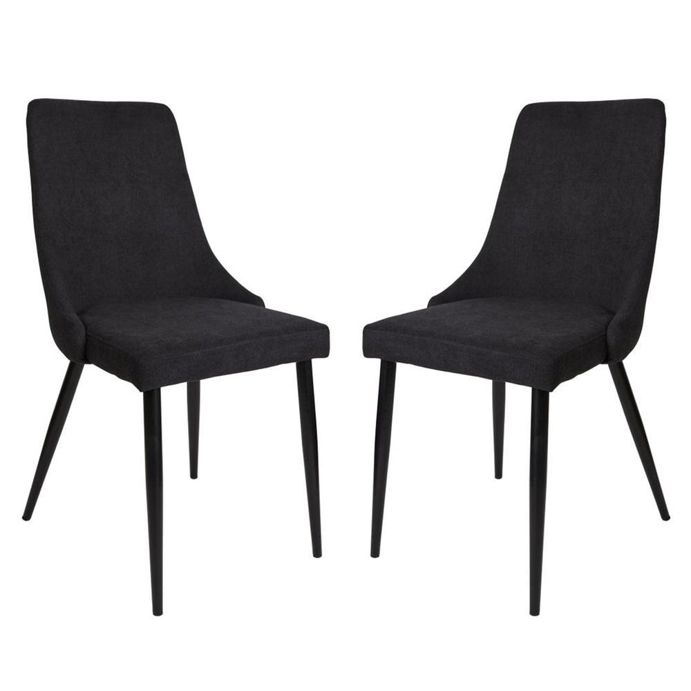 Set Of 2 Arty Fabric Dining Chair Black Metal Legs - Charcoal Fast shipping On sale