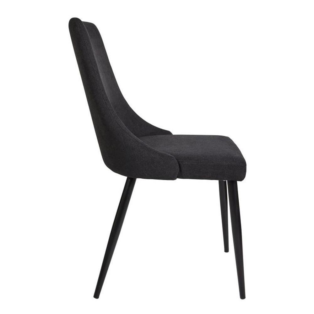 Set Of 2 Arty Fabric Dining Chair Black Metal Legs - Charcoal Fast shipping On sale