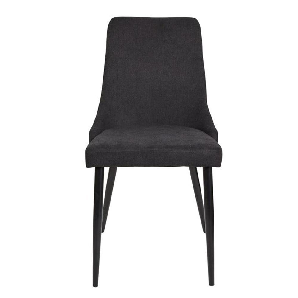 Set Of 2 Arty Fabric Dining Chair Black Metal Legs - Charcoal Fast shipping On sale