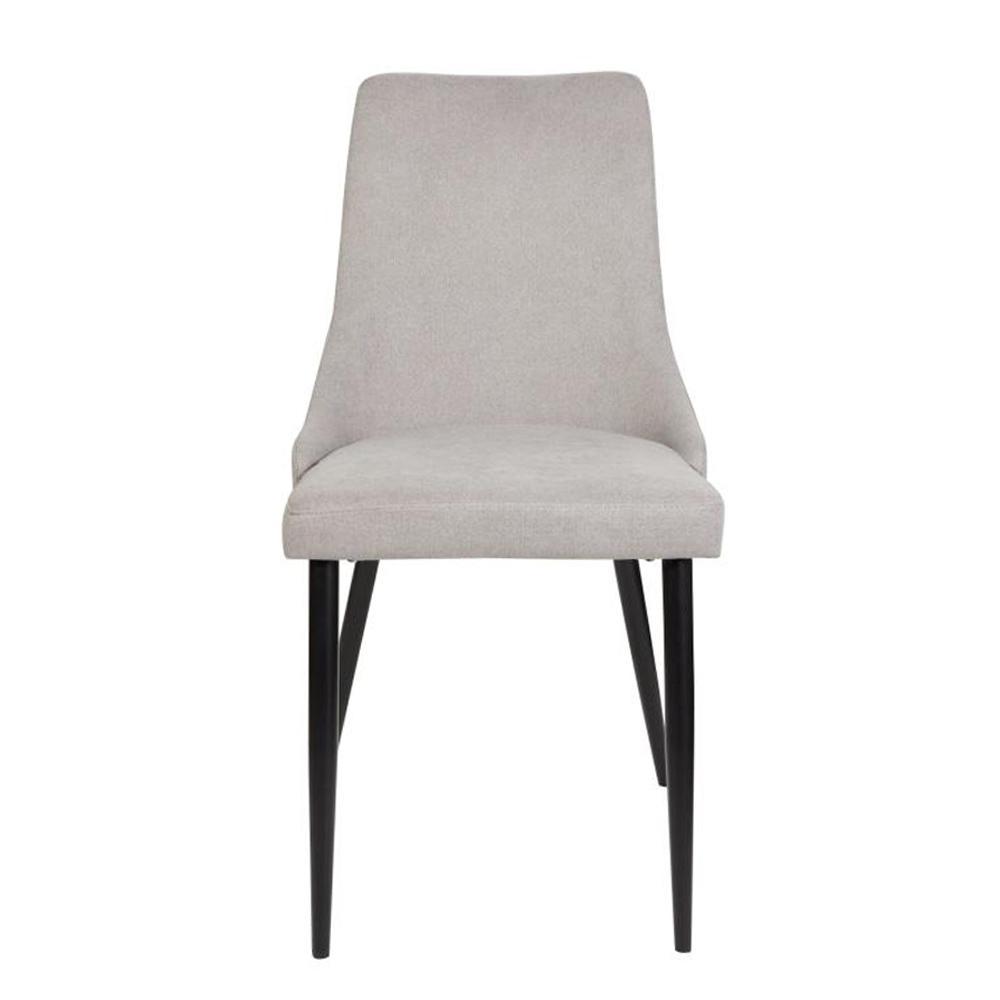 Set Of 2 Arty Fabric Dining Chair Black Metal Legs - Light Grey Fast shipping On sale