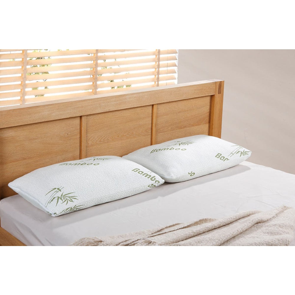 Set of 2 Bamboo Memory Foam Pillows - Large Pillow Fast shipping On sale