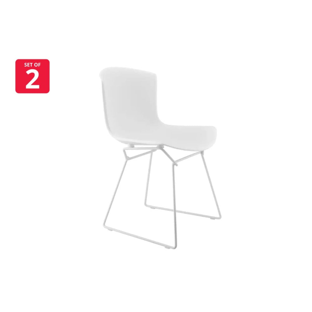 Set of 2 Bertoia Replica Molded Shell Side Kitchen Dining Chair - White Fast shipping On sale