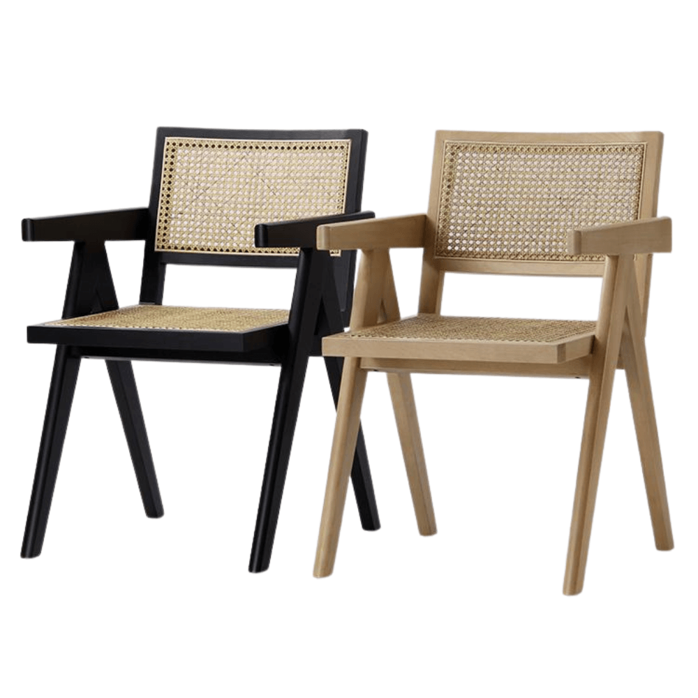 Set Of 2 Camilla Rattan Occasional Dining Chairs - Natural Chair Fast shipping On sale