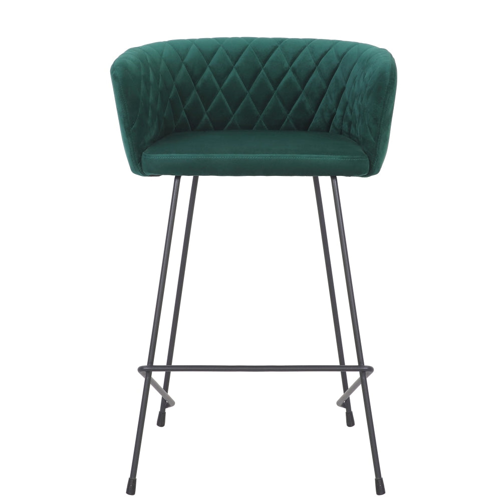 Set Of 2 Camille Velvet Fabric Kitchen Counter Bar Stool - Teal Fast shipping On sale