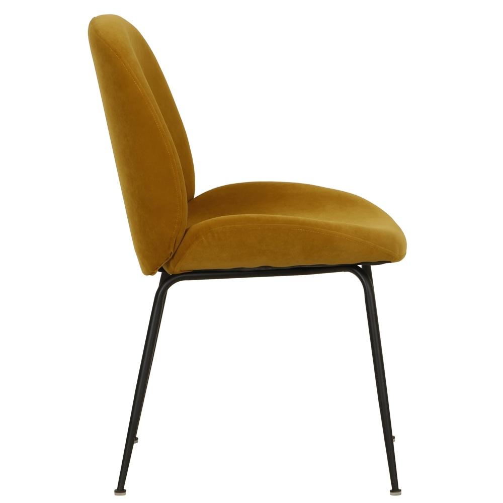 Set of 2 Casa Velvet Fabric Dining Chair - Black Legs - Mustard Fast shipping On sale