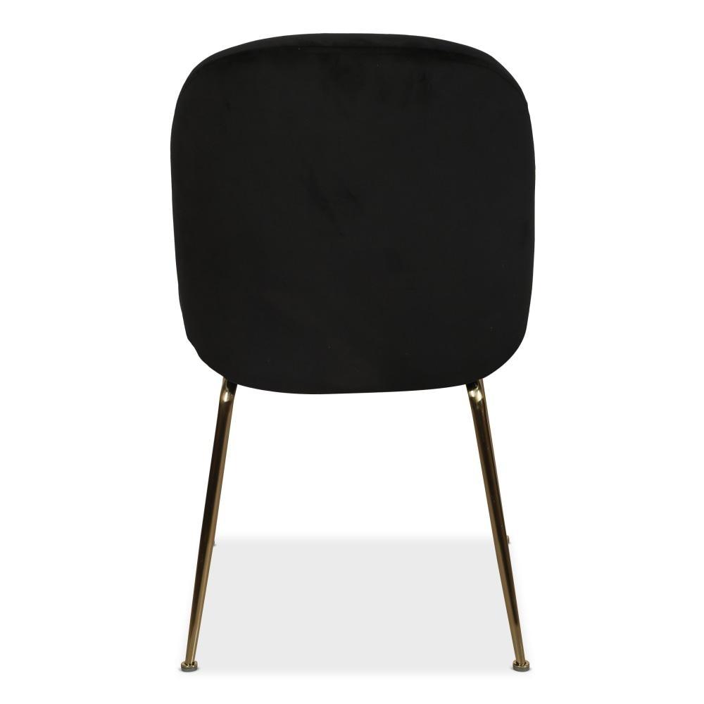 Set of 2 Casa Velvet Fabric Dining Chair - Gold Legs - Black Fast shipping On sale