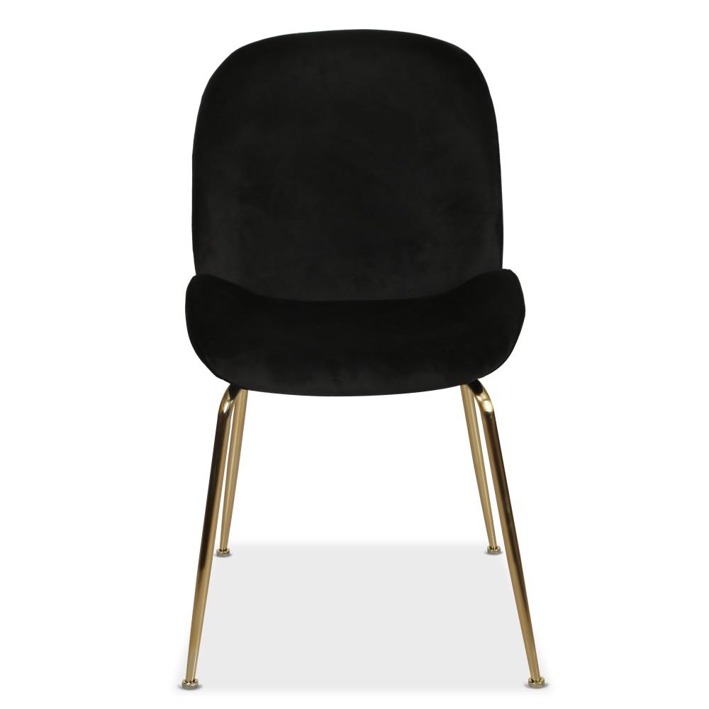 Set of 2 Casa Velvet Fabric Dining Chair - Gold Legs - Black Fast shipping On sale