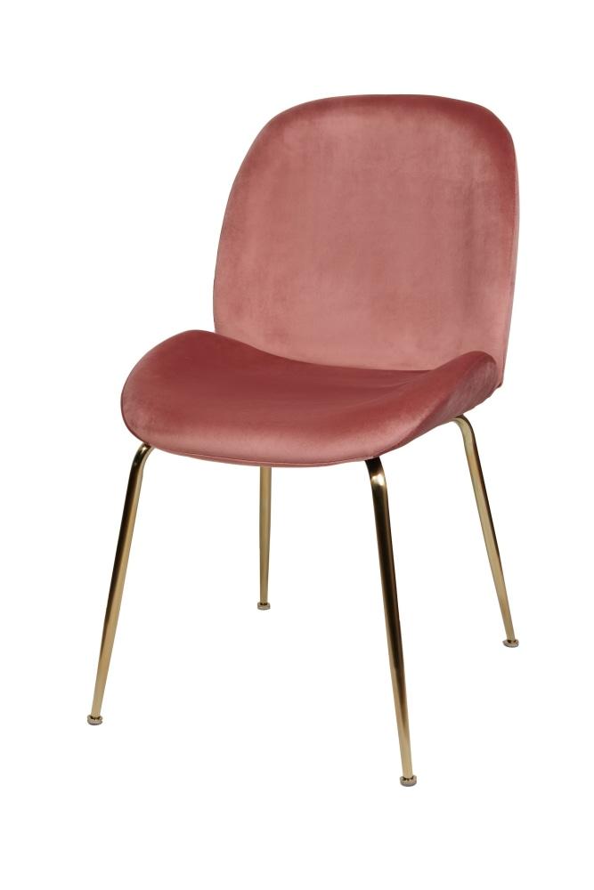 Set of 2 Casa Velvet Fabric Dining Chair - Gold Legs - Blush Fast shipping On sale