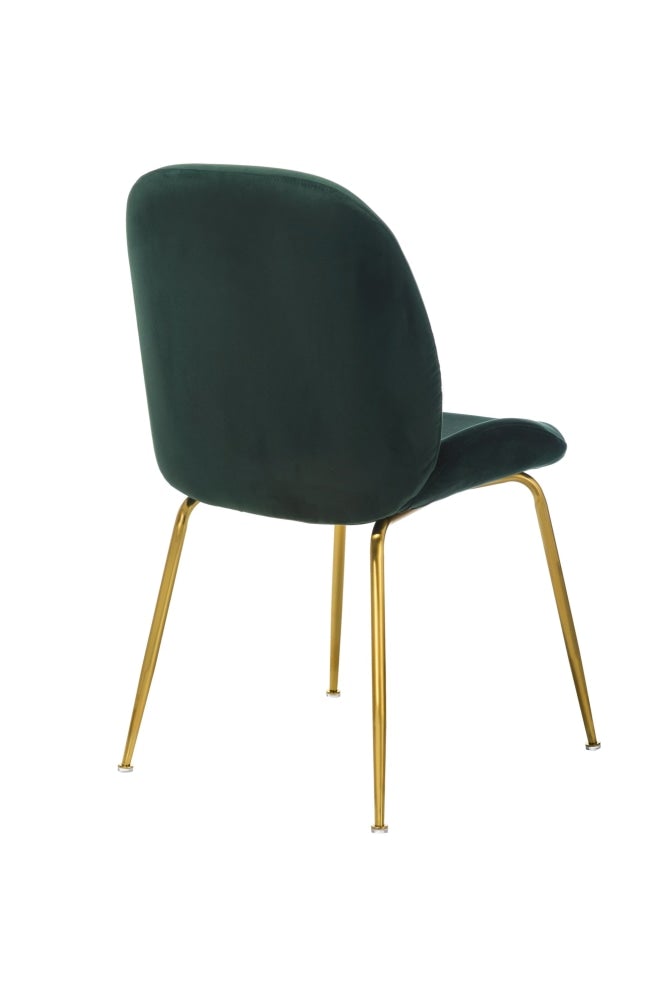 Set of 2 Casa Velvet Fabric Dining Chair - Gold Legs - Emerald Fast shipping On sale