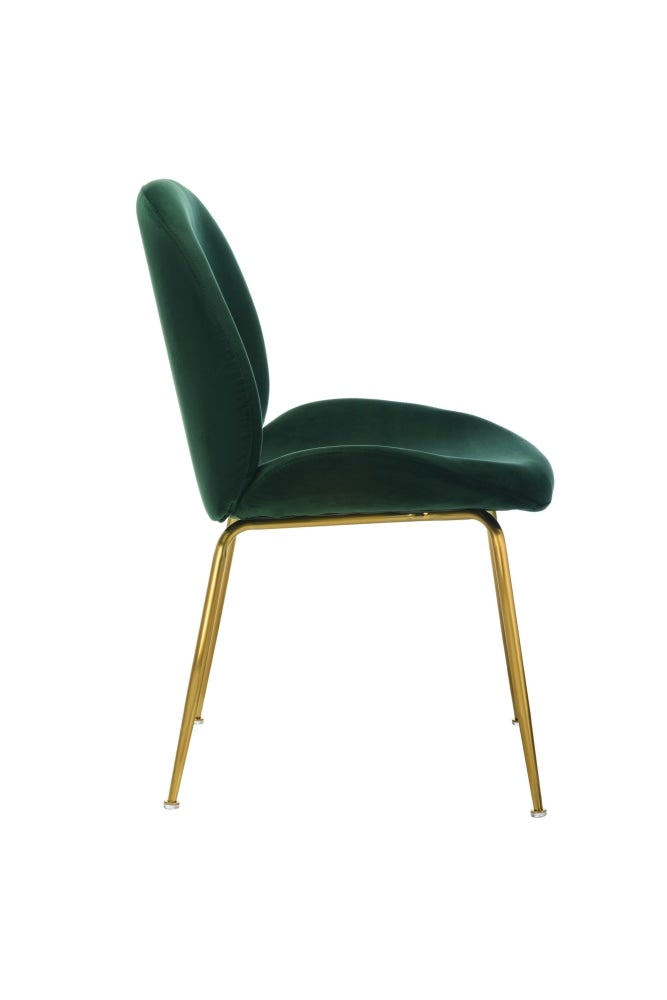 Set of 2 Casa Velvet Fabric Dining Chair - Gold Legs - Emerald Fast shipping On sale