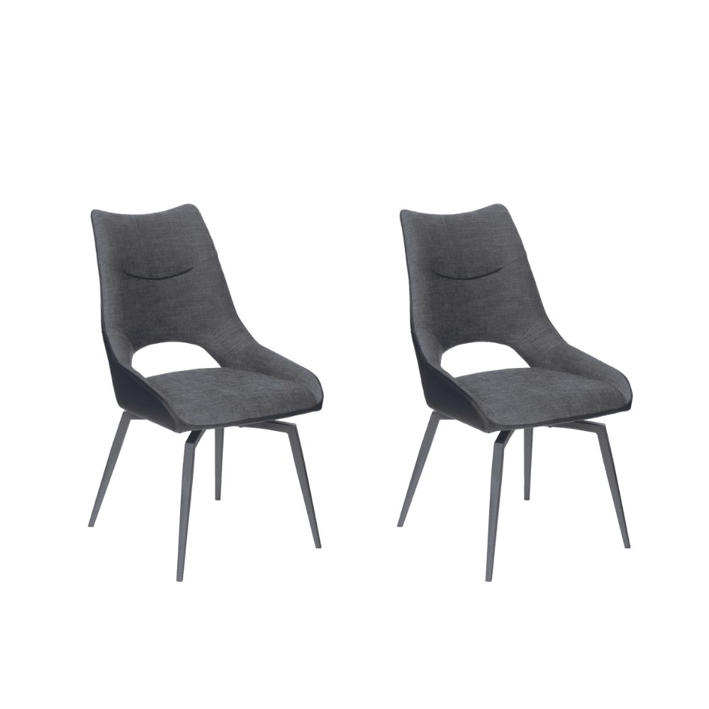 Set Of 2 Casey Rotation Eco Leather Kitchen Dining Side Chair Metal Frame Grey Fast shipping On sale