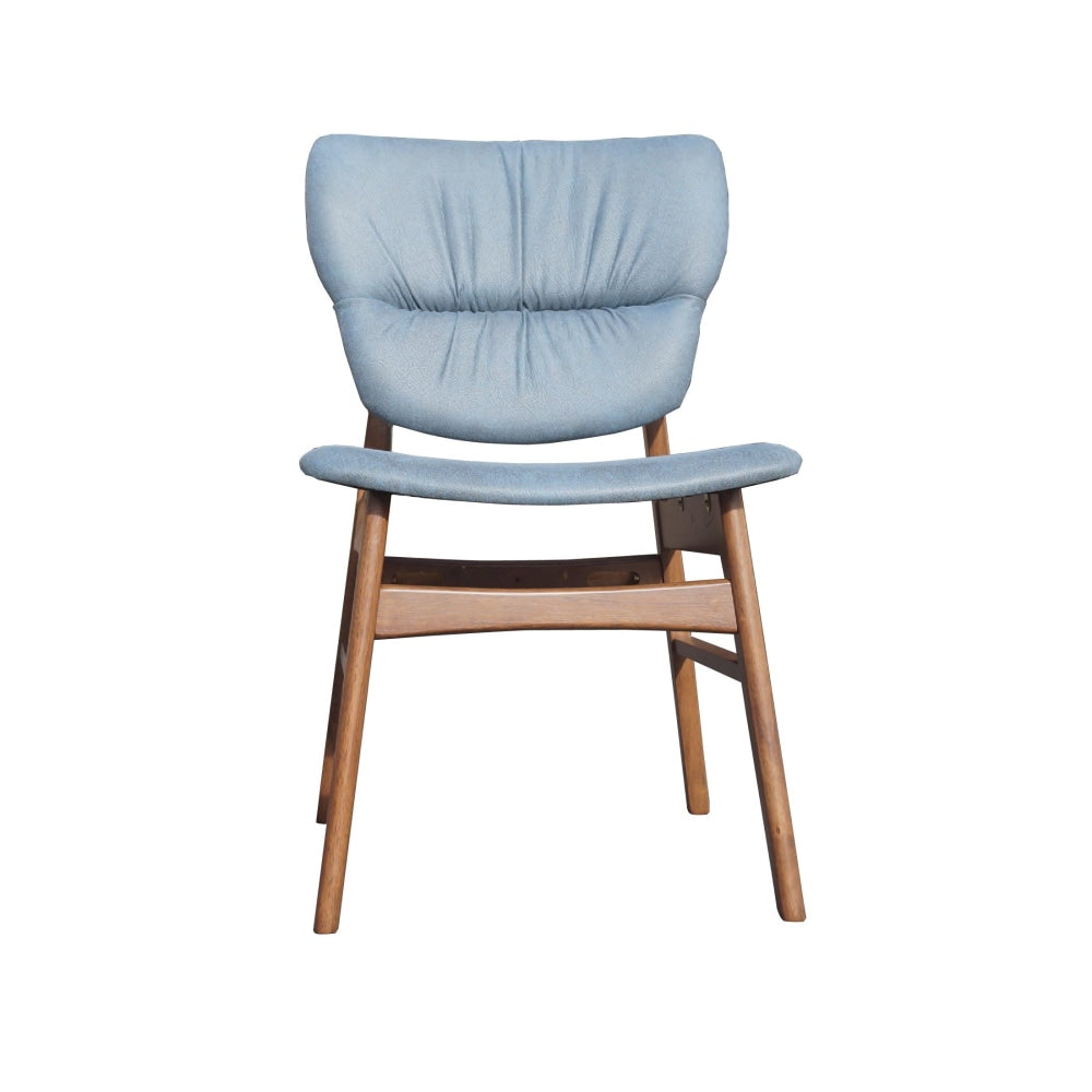 Set Of 2 PU Leather Dining Chair Wooden Frame - Walnut & Blue Fast shipping On sale