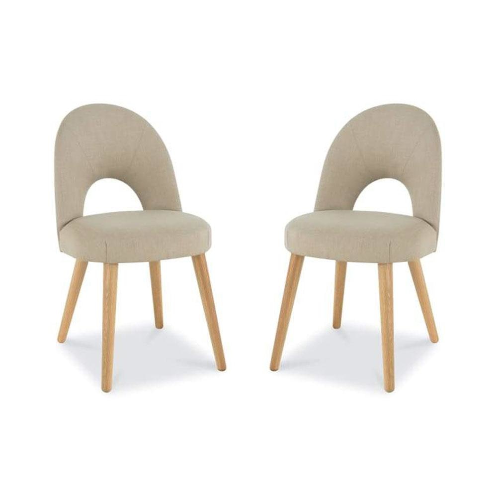 Set of 2 - Charlie Scandinavian Fabric Dining Chair - Stone Fast shipping On sale