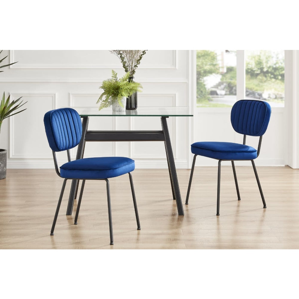 Set of 2 Clair Kitchen Dining Chairs - Dark Blue Chair Fast shipping On sale