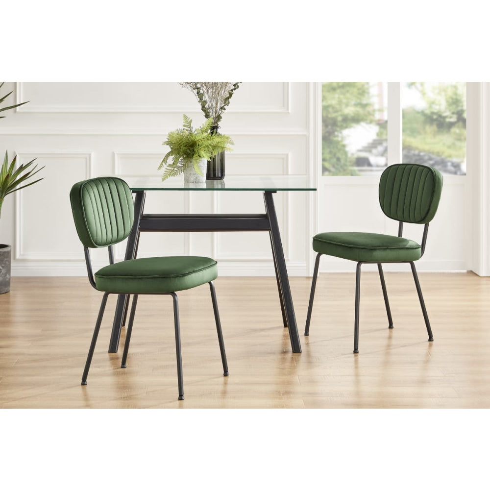 Set of 2 Clair Kitchen Dining Chairs - Forest Green Chair Fast shipping On sale