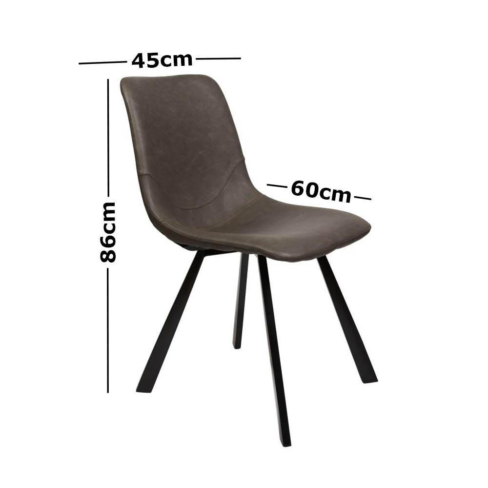Set of 2 Cos Faux Leather Dining Chair - Black Metal Legs - Antique Grey Fast shipping On sale
