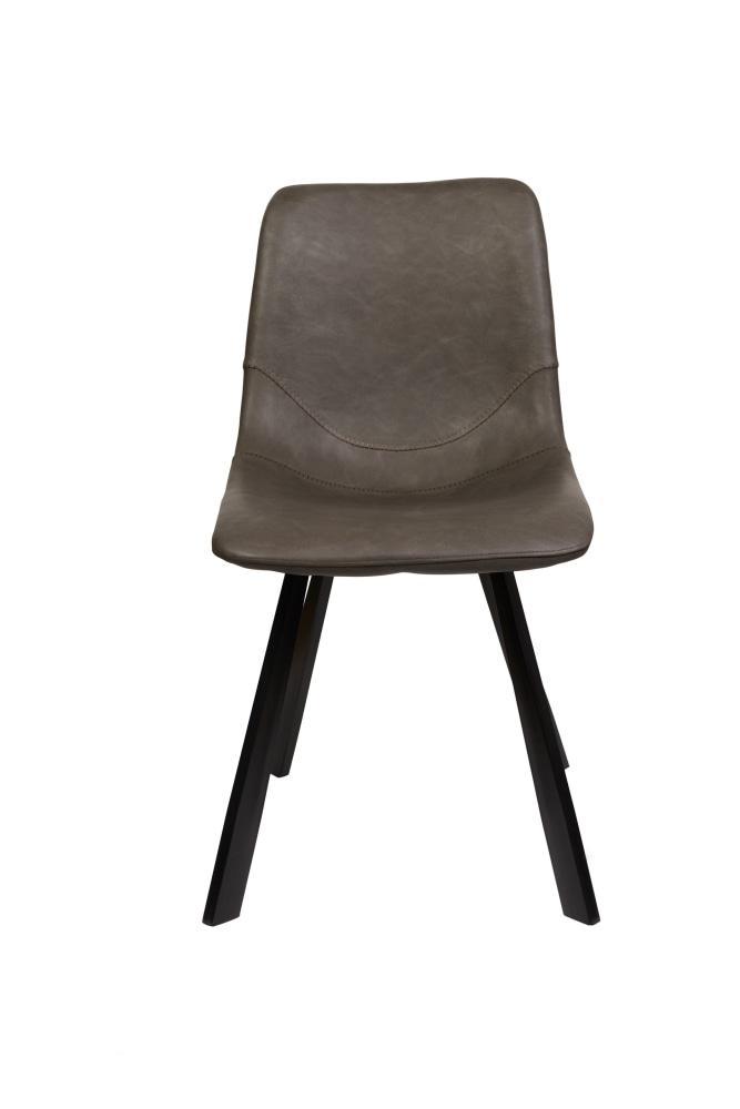 Set of 2 Cos Faux Leather Dining Chair - Black Metal Legs - Antique Grey Fast shipping On sale